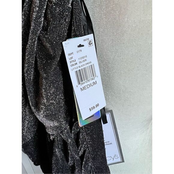 BCX Junior’s Silver Drape-front Sleeveless Mini Dress. (Med) - Picture 5 of 7